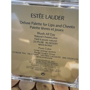New Estée Lauder Deluxe Palette Lips (rose Tea Candy Red Tiger) Cheeks (plum Des